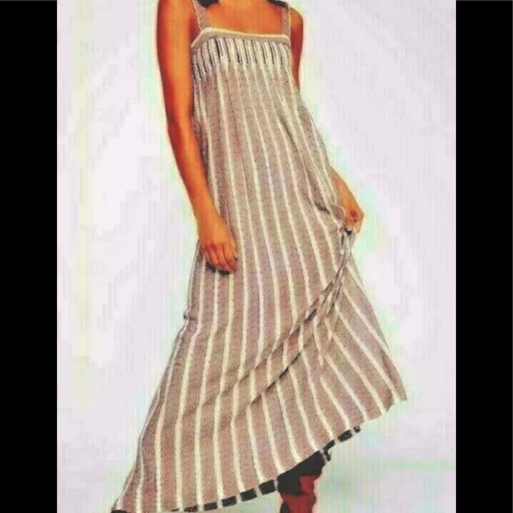 New FREE PEOPLE $298 RAIN SHADOW Stripe Knit RED WHITE MAXI DRESS Size SMALL S